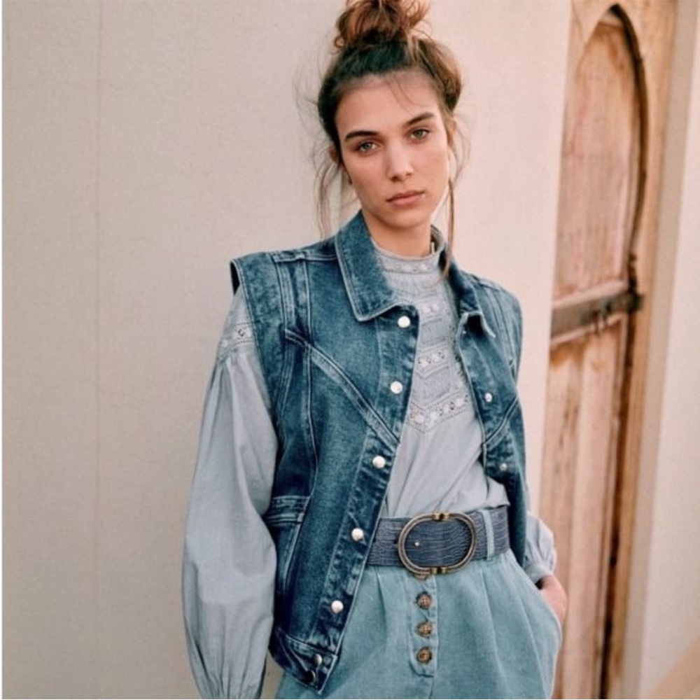 Sezane Blue Denim Vest